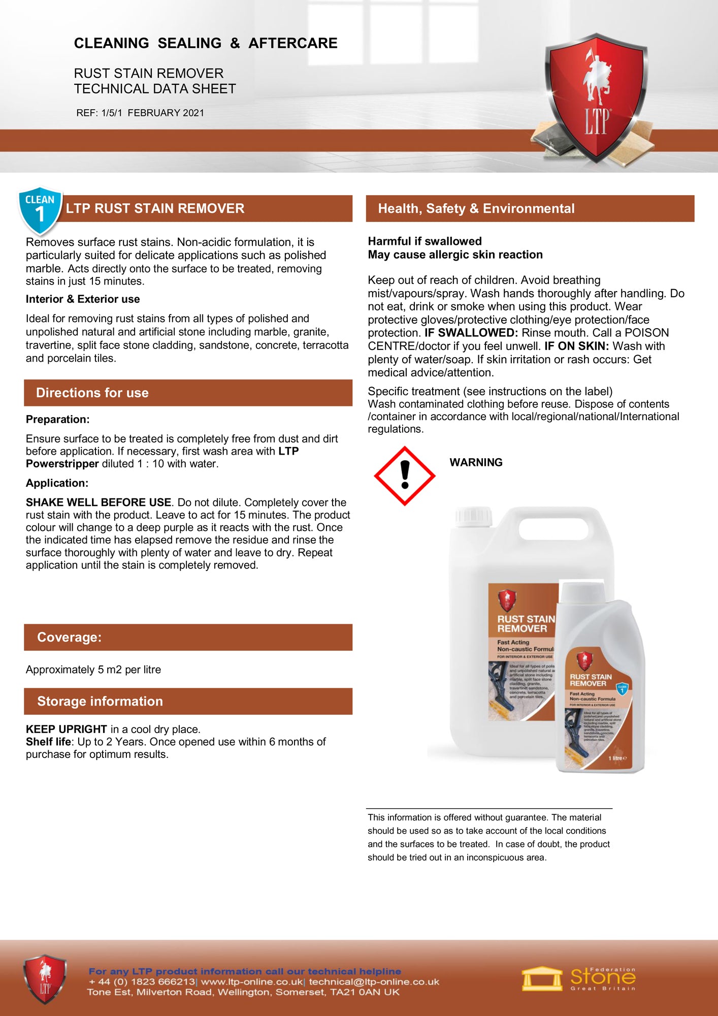 LTP Rust Stain Remover instructions
